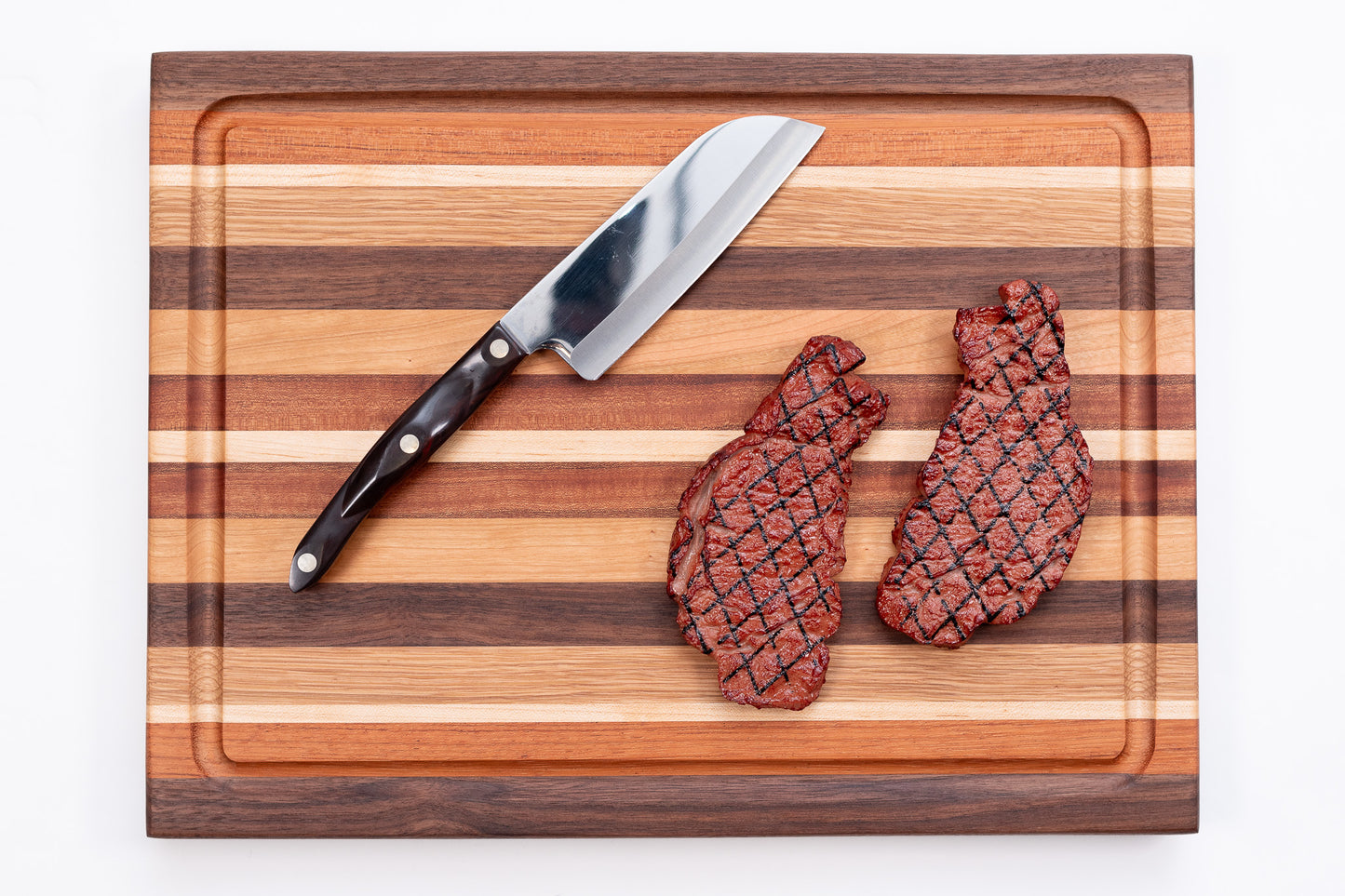 CB6 - Multi-Colored Edge Grain Cutting Board with Juice Groove - Large