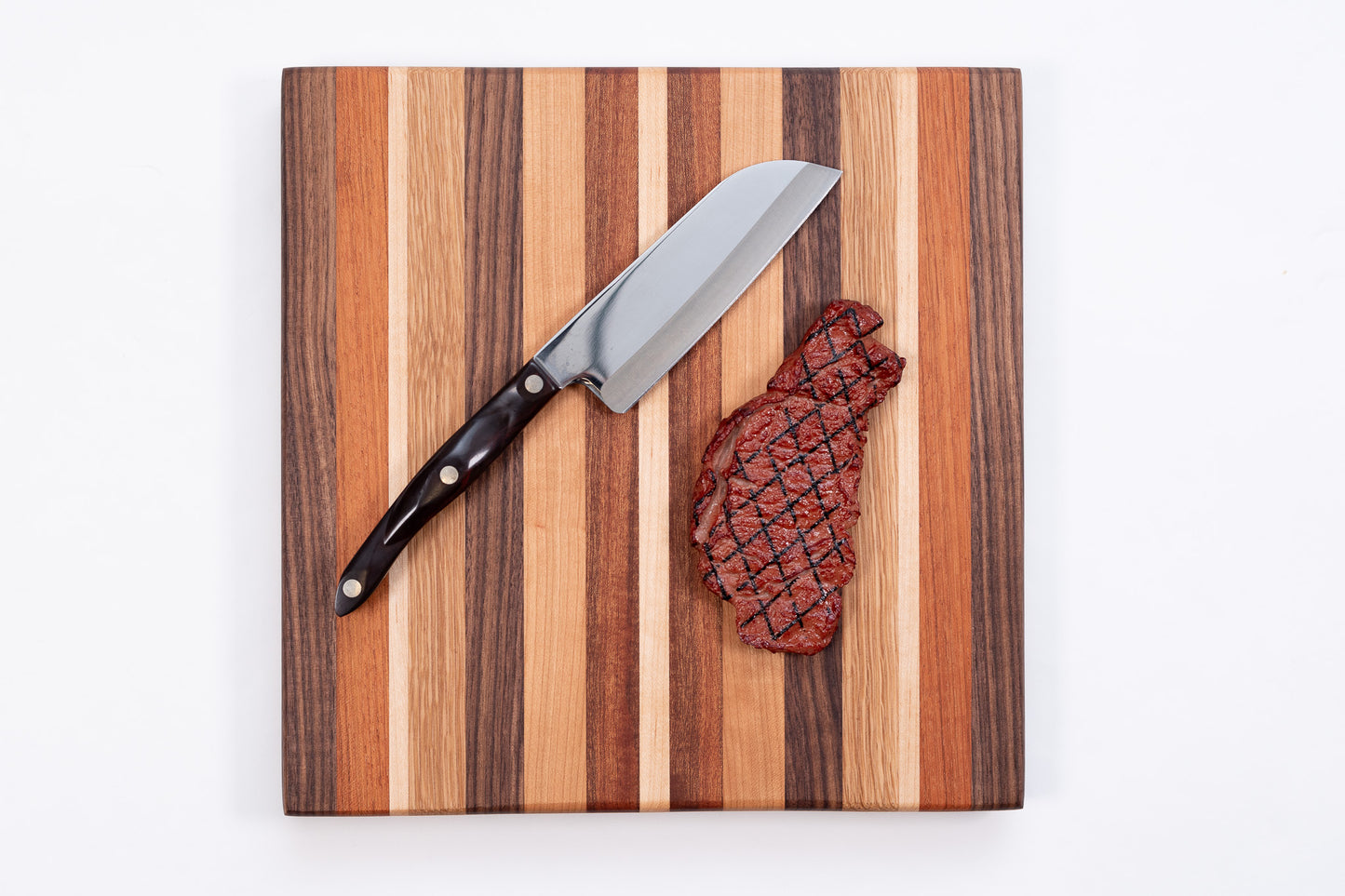 CB6M - Multi-Colored Grain Cutting Board - with NO Juice Groove - Medium