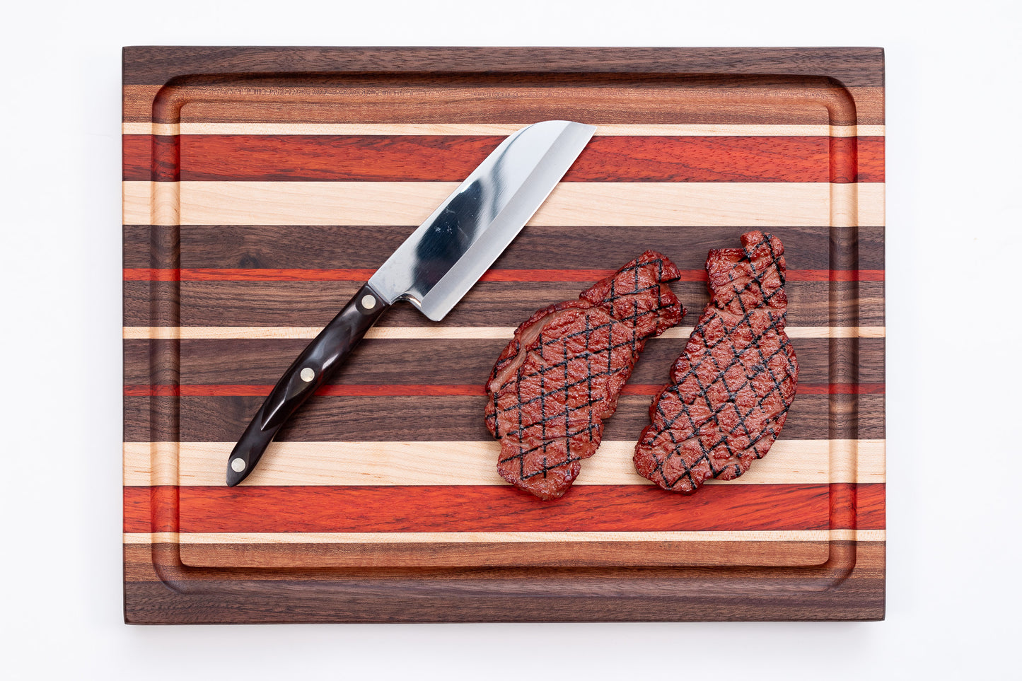 CB5 - Multi-Colored Edge Grain Cutting Board with Juice Groove - Large