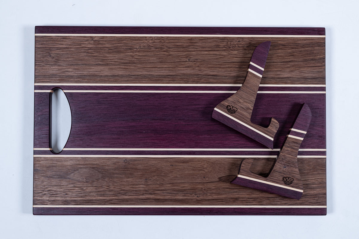 CB36 - Multi-Colored Face Grain Cutting Board with Stands