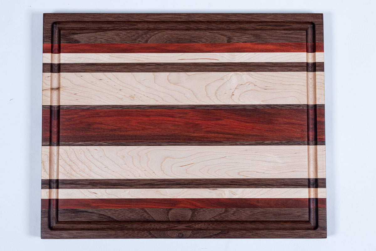 CB33 - Multi-Colored Face Grain Cutting Board with Stands